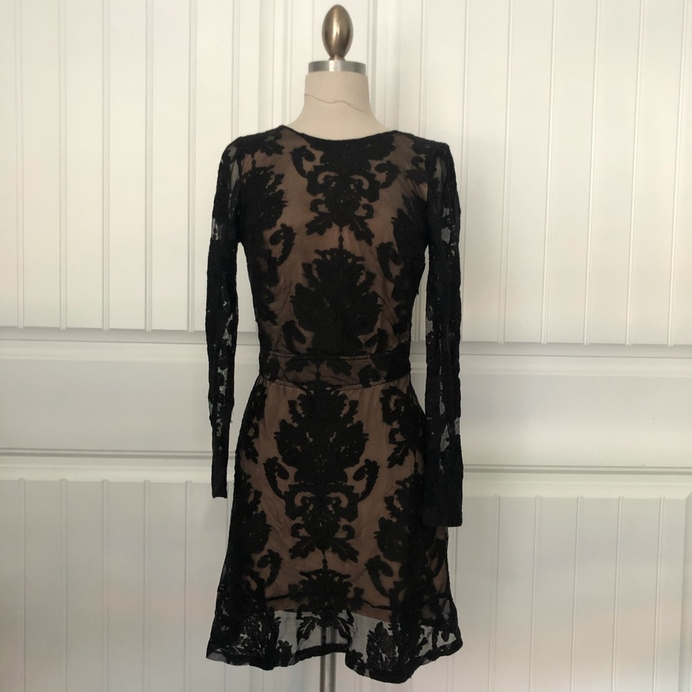 For Love And Lemons Black and Nude Mesh Dress